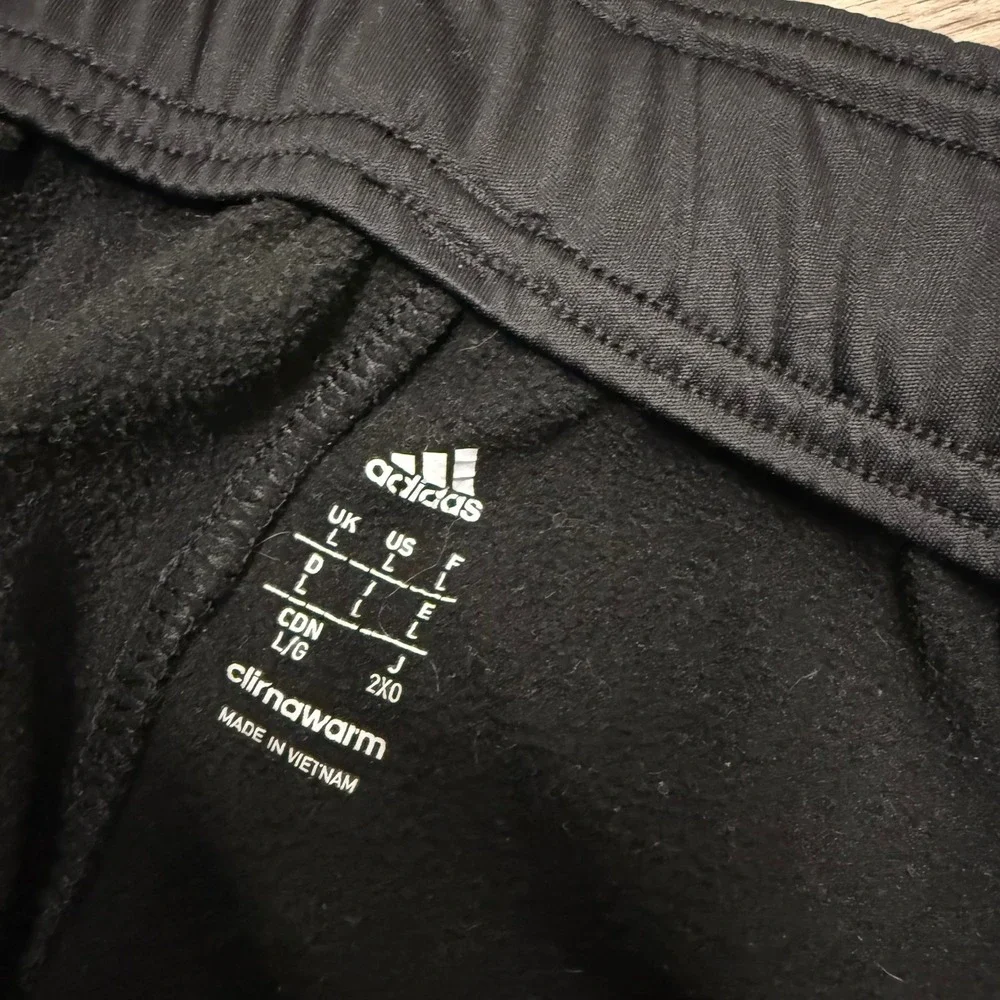Adidas Climawarm Mens Black Fleece Lined Athletic Track Pants Size‎ Large